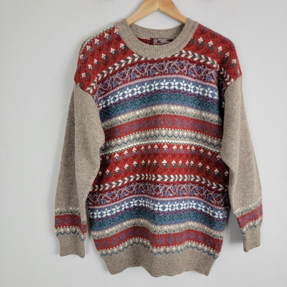 Tiffany & Tomato Pullover Sweater Women 3 Multicolor Distressed Wool Long Sleeve